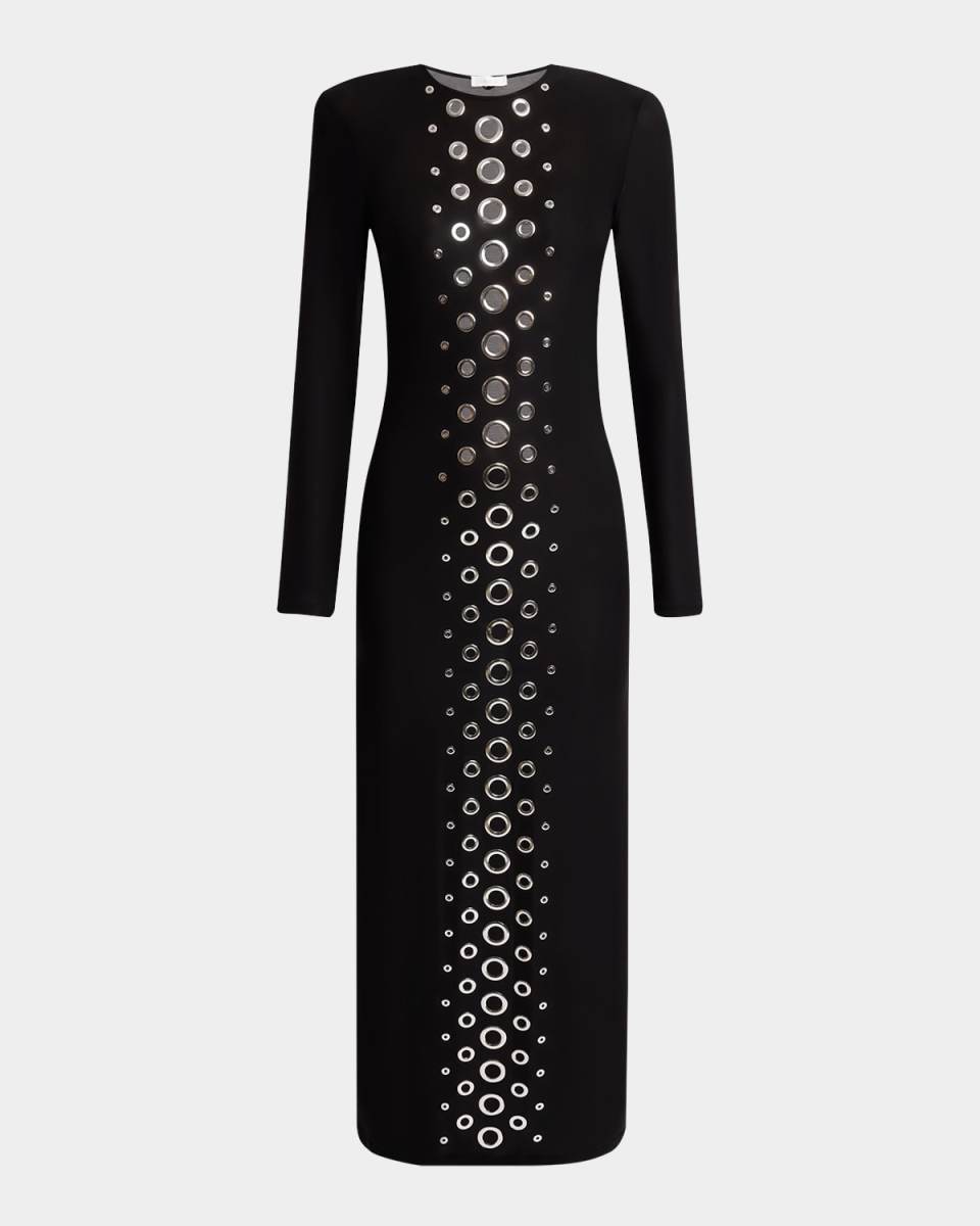 Grommet Long-Sleeve Maxi Dress